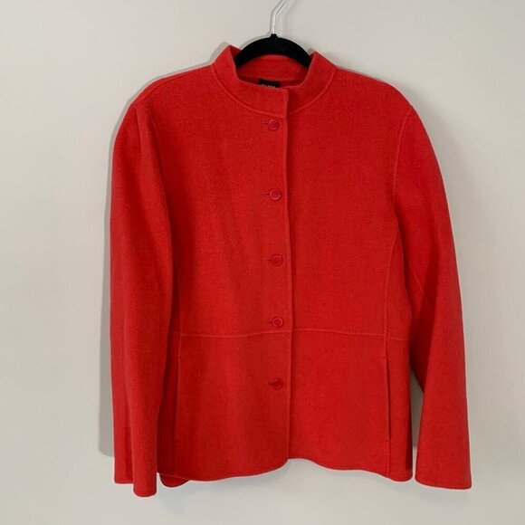 Eileen Fisher wool cashmere blend high mock neck button front lightweight coat - Picture 1 of 10